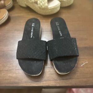 Anne Klein Black Sparkle Slide Sandals